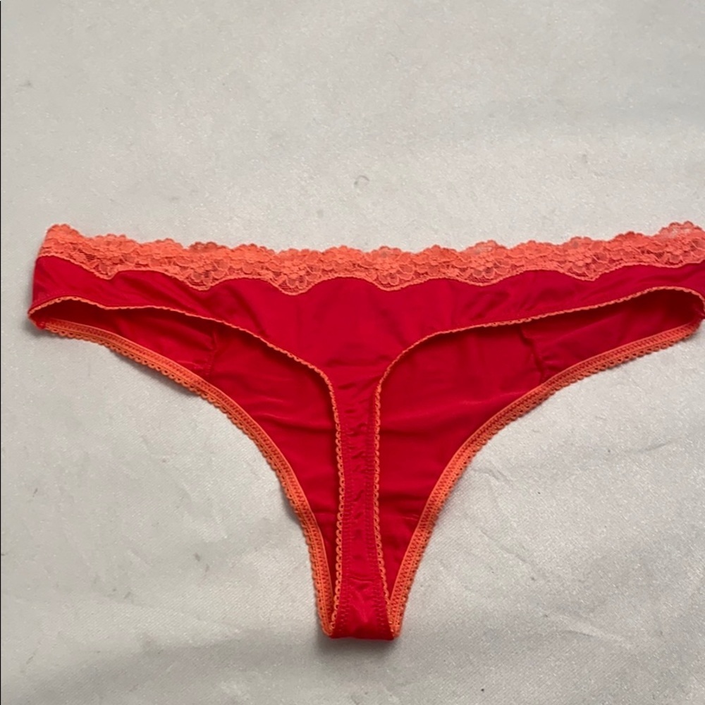 Maidenform pink and coral nylon thong panty XL - Picture 7 of 7